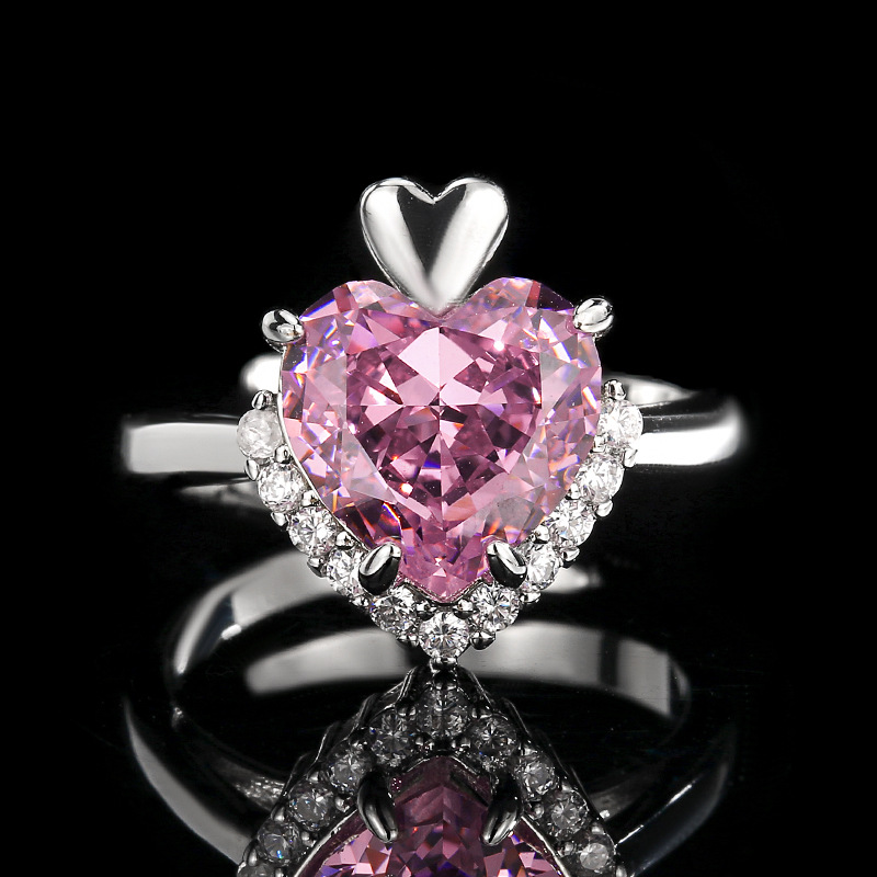 Cubic Zirconia Pave Jewelry Set, Adjustable Ring & Earrings